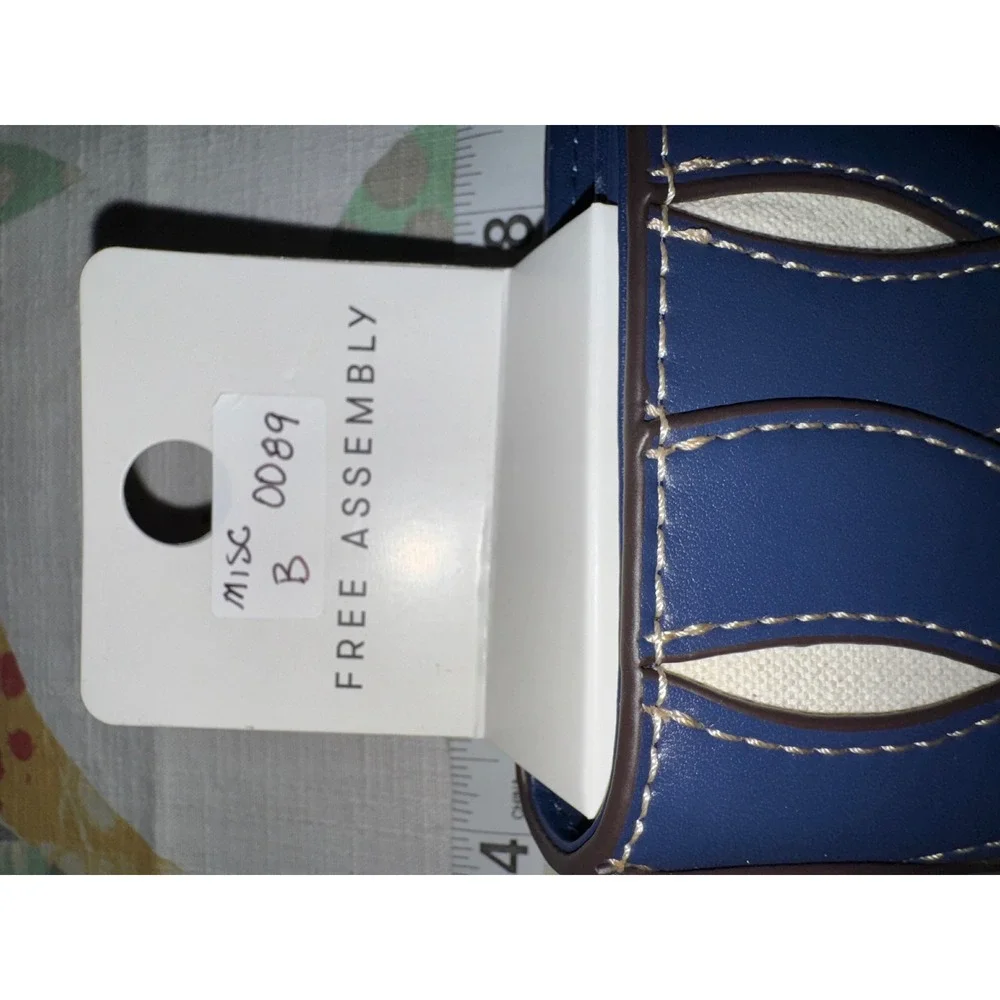 Free Assembly Women Denim Blue Wavy Cutout Flap Clutch Wallet FA261137